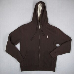 Toes on the Nose Mens Large Brown Waffle Knit Sherpa Lined Full Zip Hoodie USA